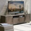 Furniture 60" TV Media Entertainment Console in Gray and Brown